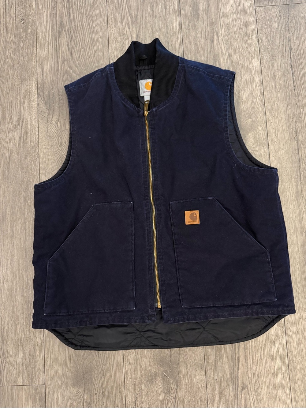 Carhartt Navy Insulated Quilted V02 MDT Full Zip Workwear Men’s Large Vest